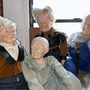 Vintage American Dolls with Brown and Blue Outfits